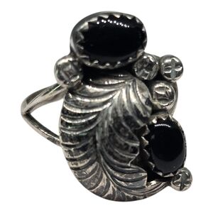 Navajo Southwestern Style Sterling Silver With Black Onyx EC Hallmarked Ring